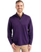 Cutter & Buck® Virtue Eco Pique Micro Stripe Recycled Mens Quarter Zip