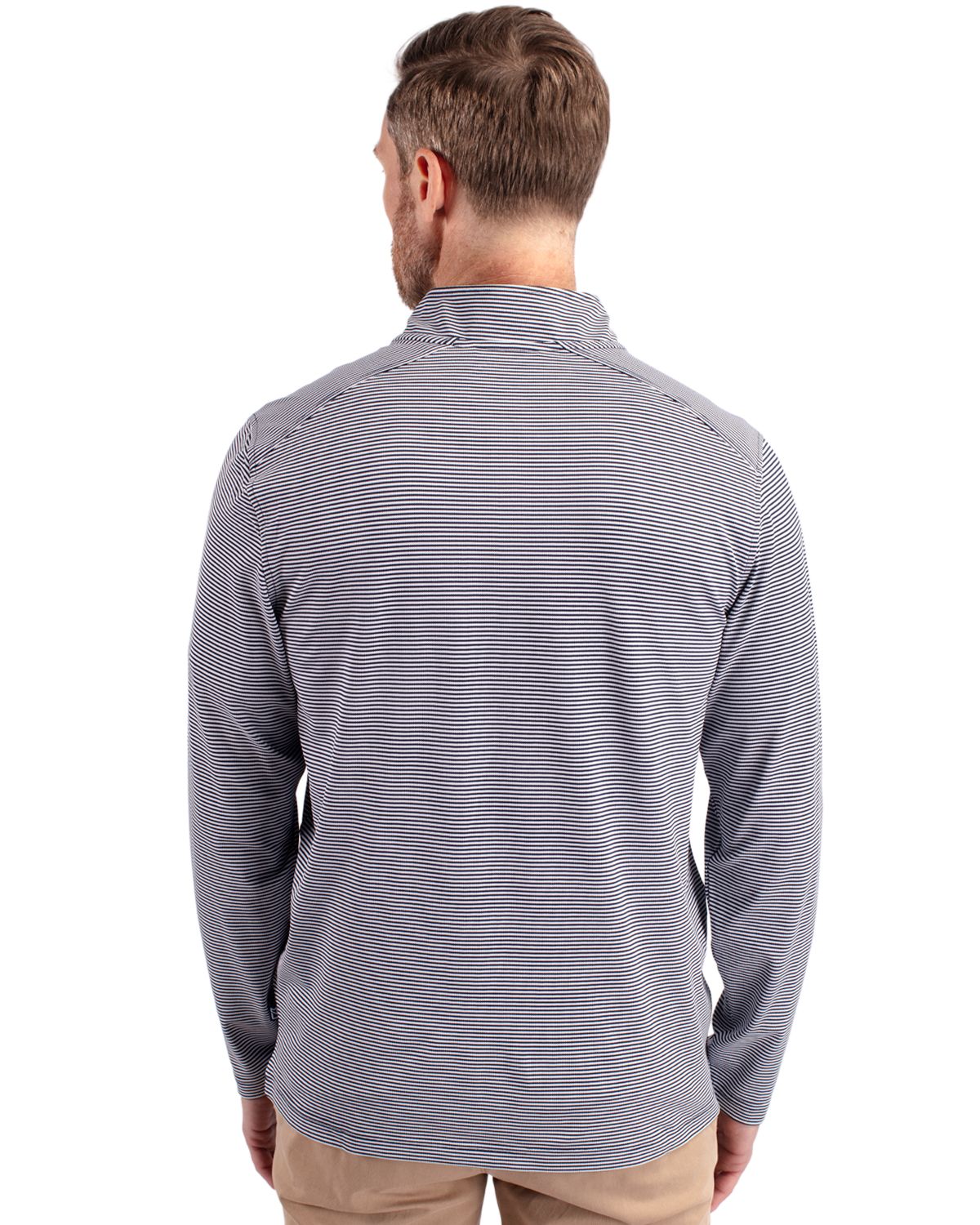 Cutter & Buck® Virtue Eco Pique Micro Stripe Recycled Mens Big & Tall Quarter Zip