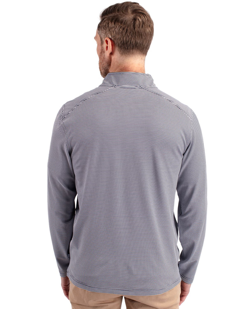 Cutter & Buck® Virtue Eco Pique Micro Stripe Recycled Mens Quarter Zip
