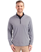 Cutter & Buck® Virtue Eco Pique Micro Stripe Recycled Mens Quarter Zip