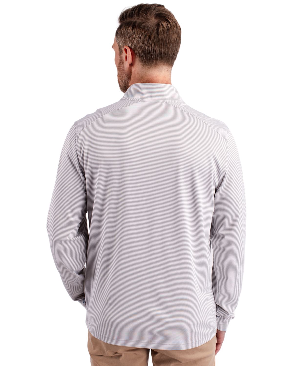 Cutter & Buck® Virtue Eco Pique Micro Stripe Recycled Mens Quarter Zip