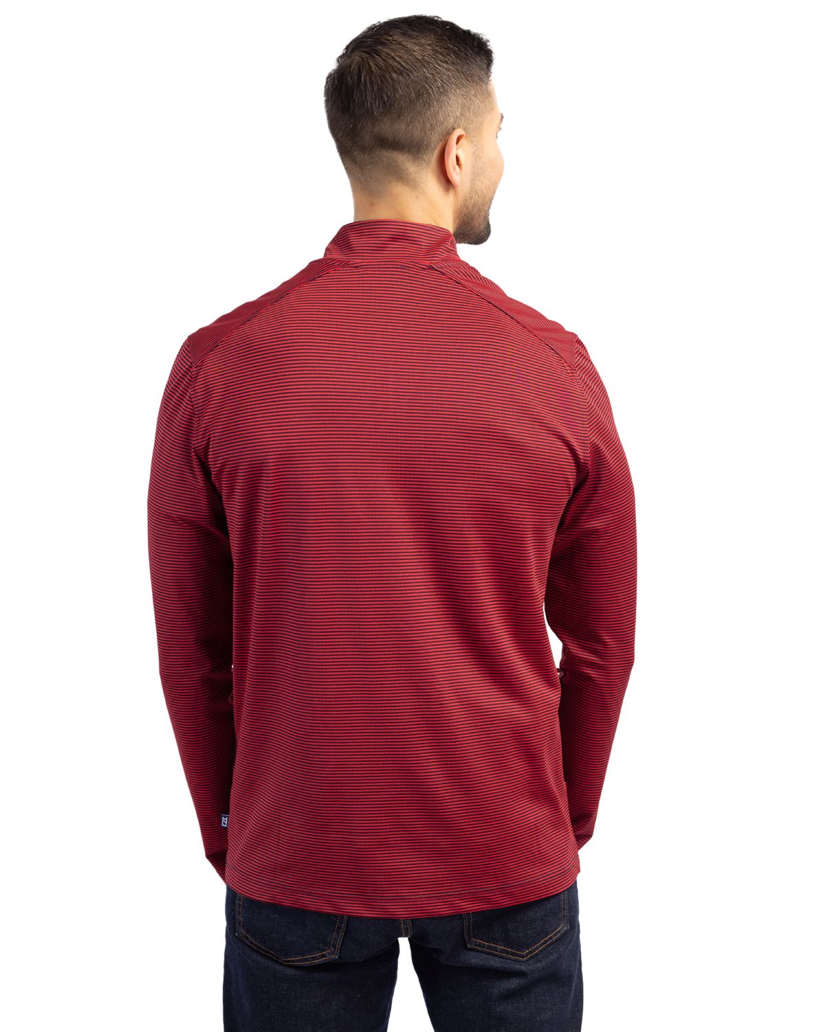 Cutter & Buck® Virtue Eco Pique Micro Stripe Recycled Mens Quarter Zip