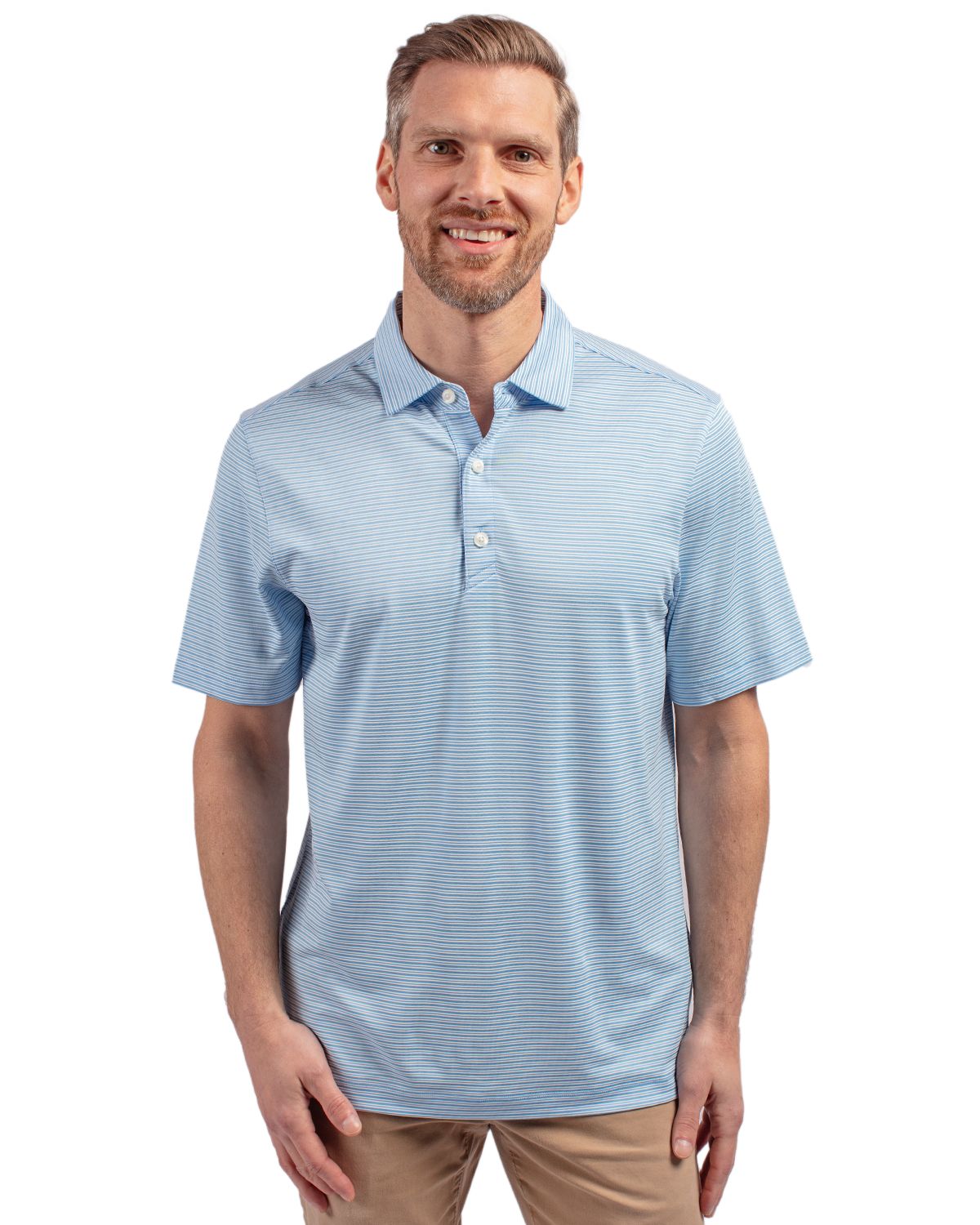 Cutter & Buck® Forge Eco Double Stripe Stretch Recycled Mens Polo