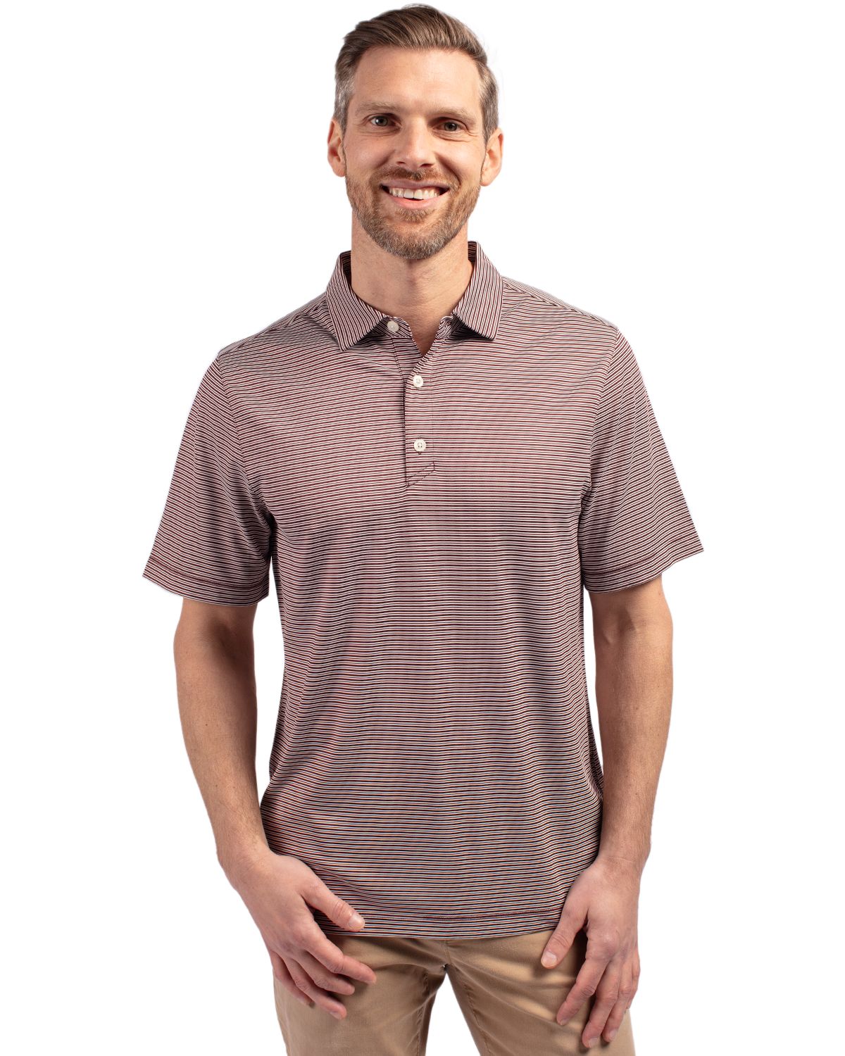 Cutter & Buck® Forge Eco Double Stripe Stretch Recycled Mens Polo
