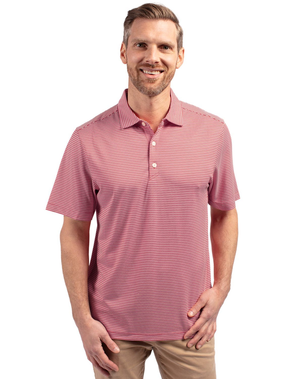 Cutter & Buck® Forge Eco Double Stripe Stretch Recycled Mens Polo