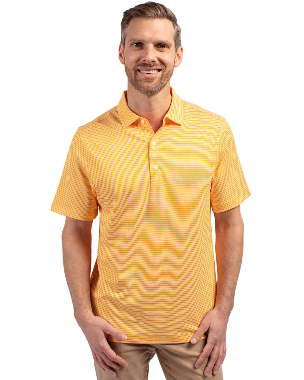 Cutter & Buck® Forge Eco Double Stripe Stretch Recycled Mens Polo