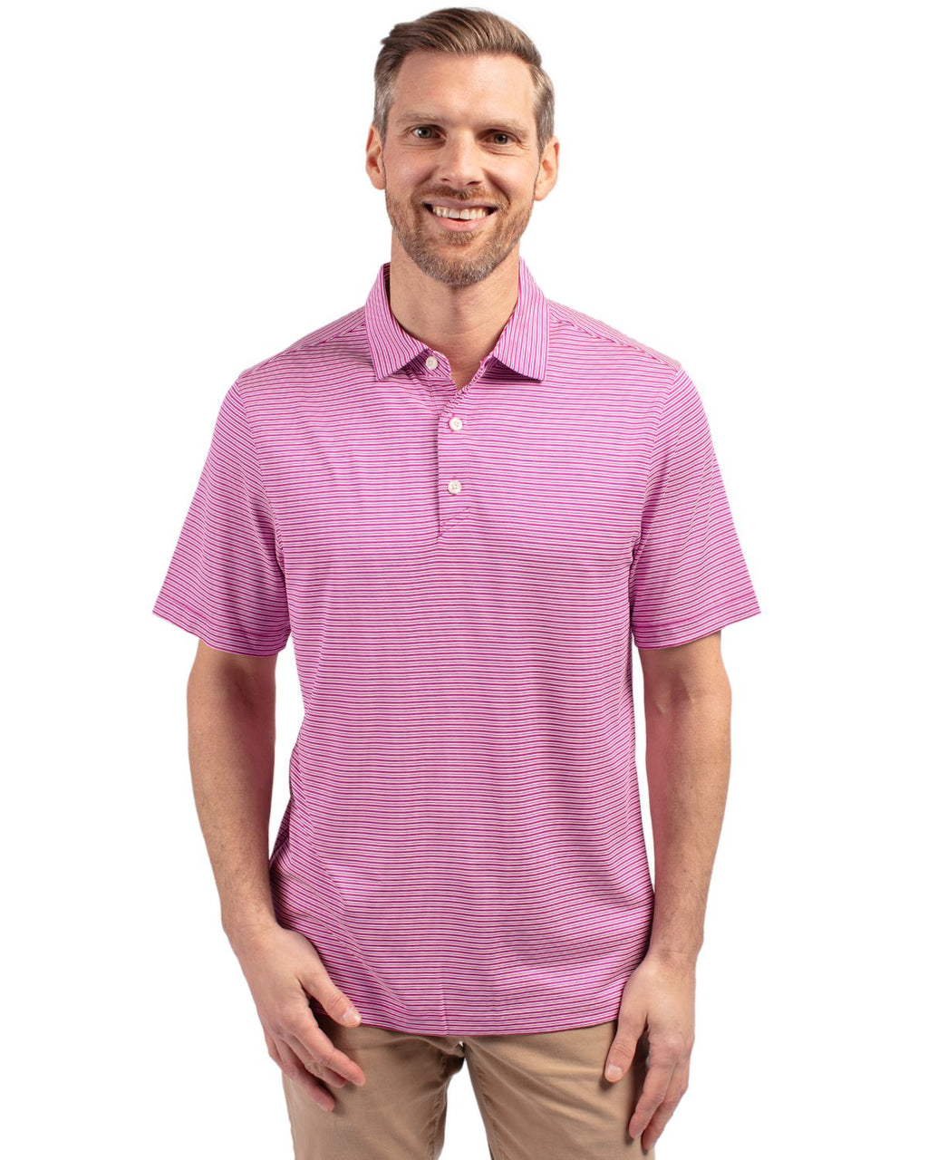 Cutter & Buck® Forge Eco Double Stripe Stretch Recycled Mens Polo