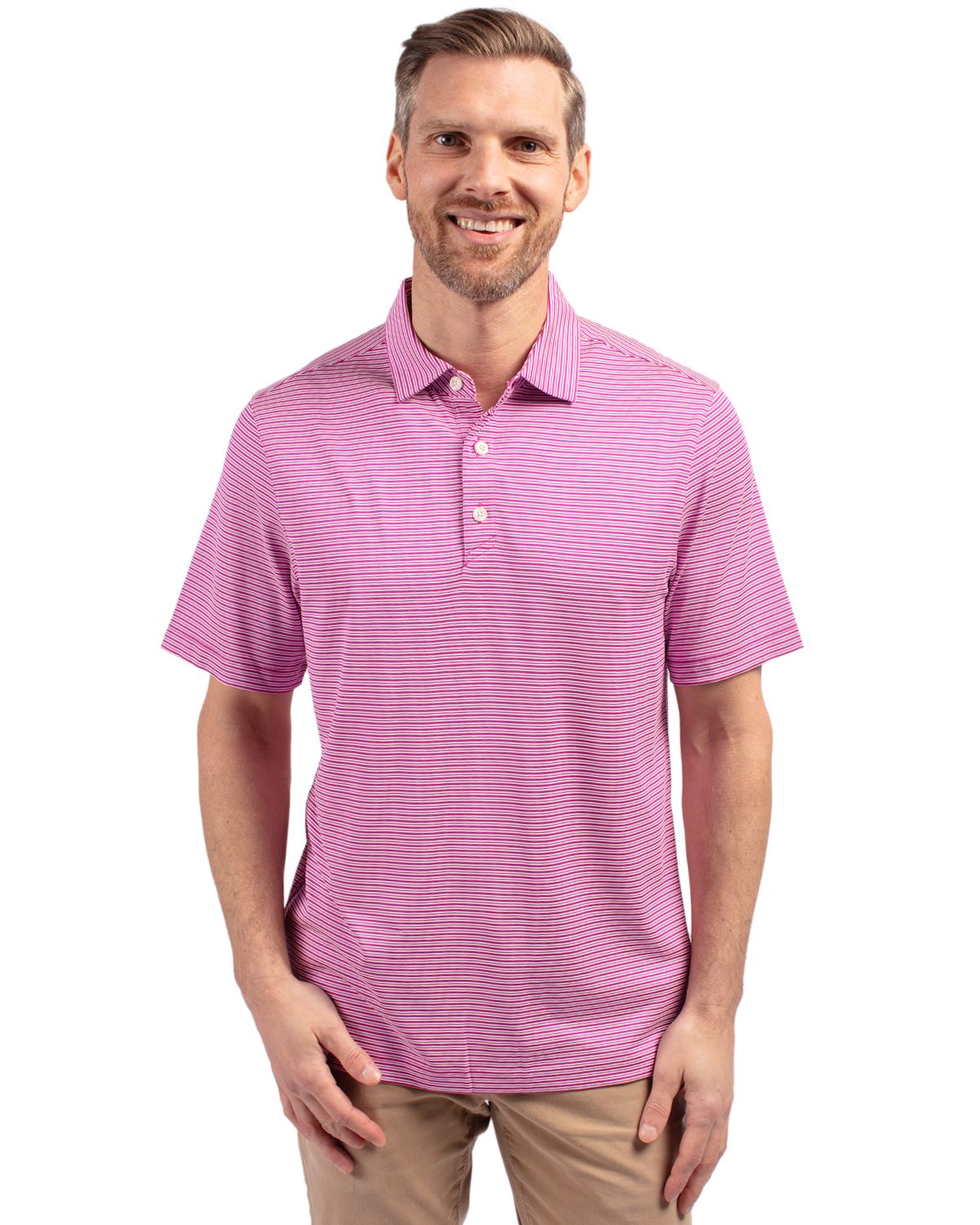 Cutter & Buck® Forge Eco Double Stripe Stretch Recycled Mens Polo