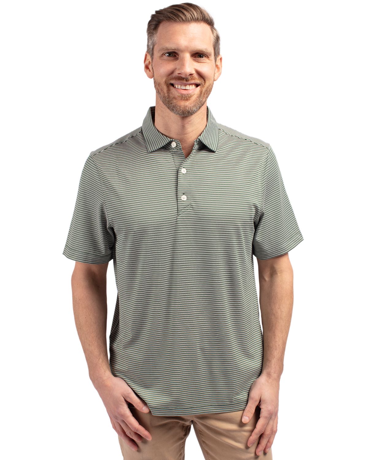 Cutter & Buck® Forge Eco Double Stripe Stretch Recycled Mens Polo