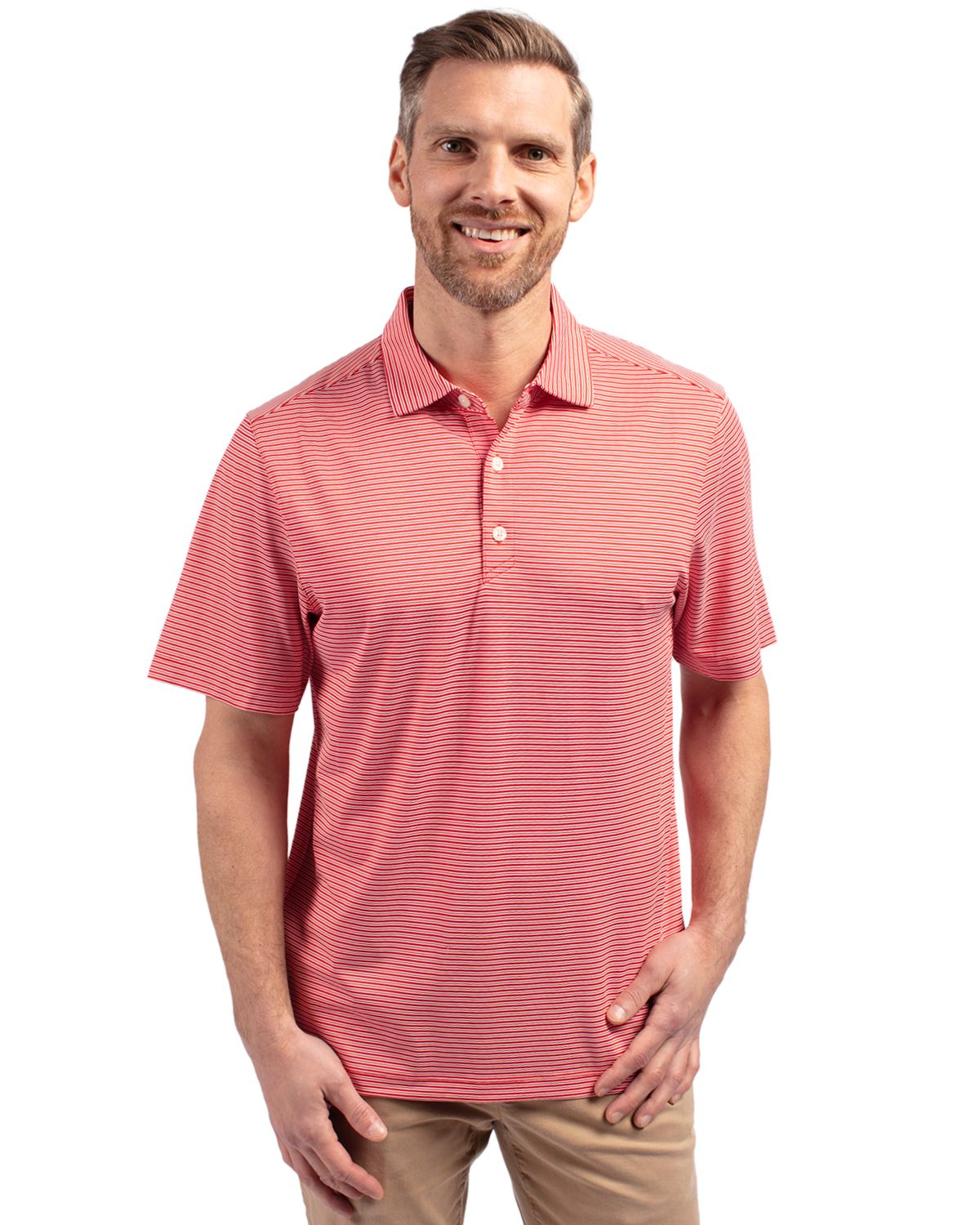 Cutter & Buck® Forge Eco Double Stripe Stretch Recycled Mens Polo