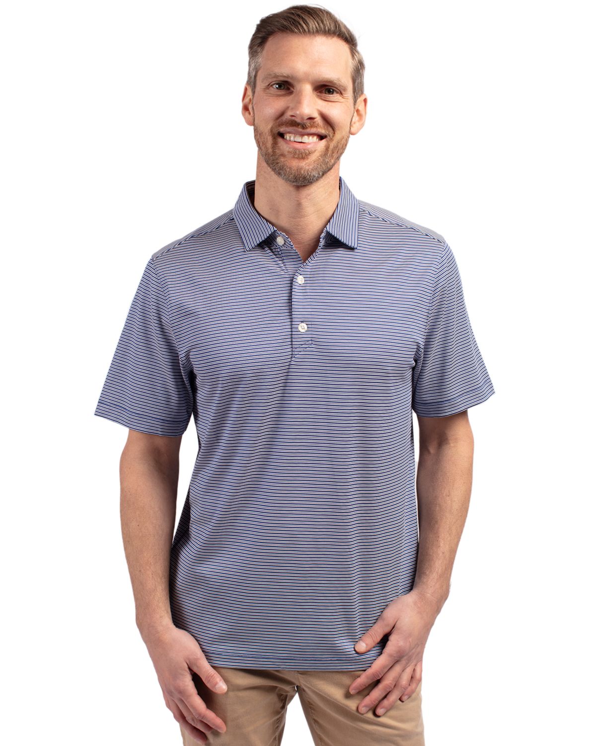 Cutter & Buck® Forge Eco Double Stripe Stretch Recycled Mens Polo