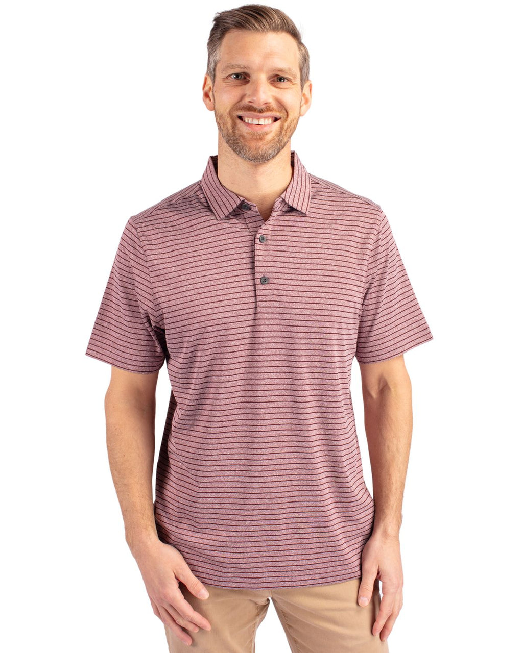 Cutter & Buck® Forge Eco Heather Stripe Stretch Recycled Mens Polo