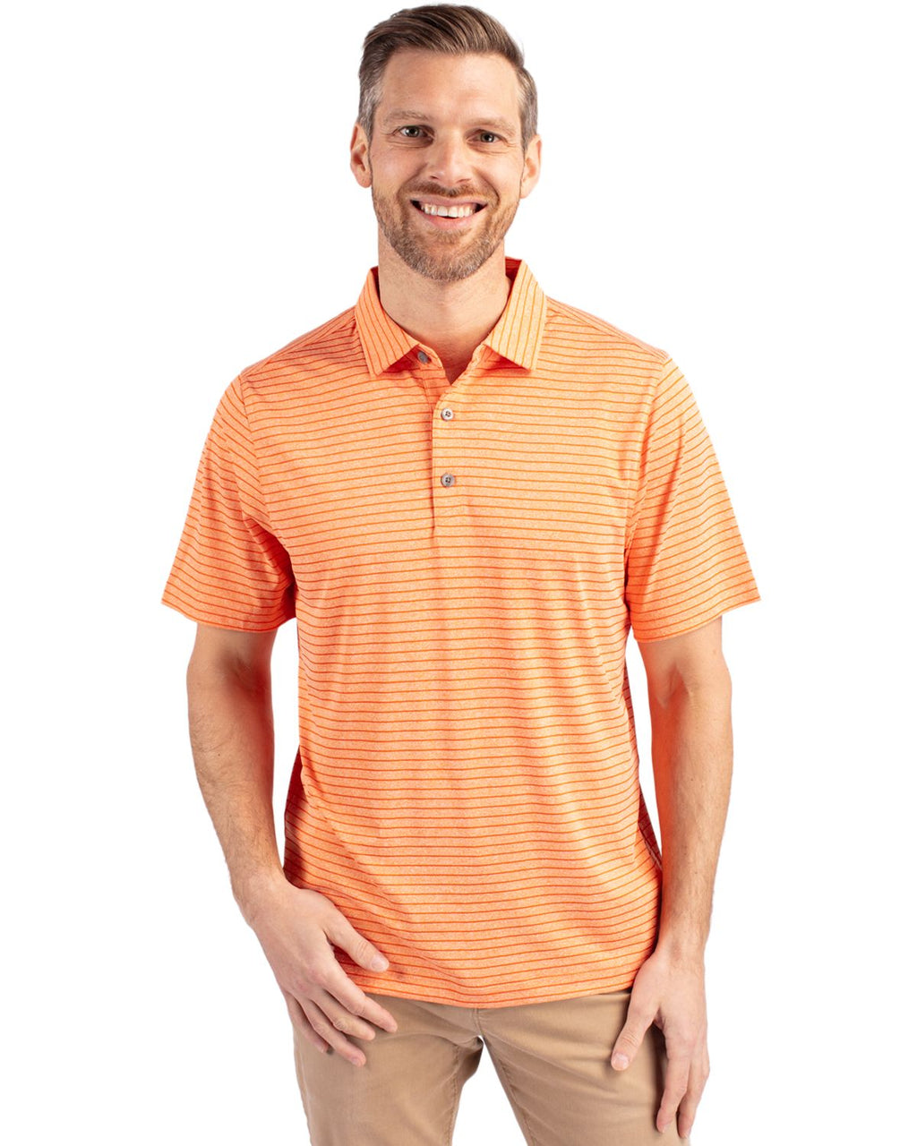 Cutter & Buck® Forge Eco Heather Stripe Stretch Recycled Mens Polo