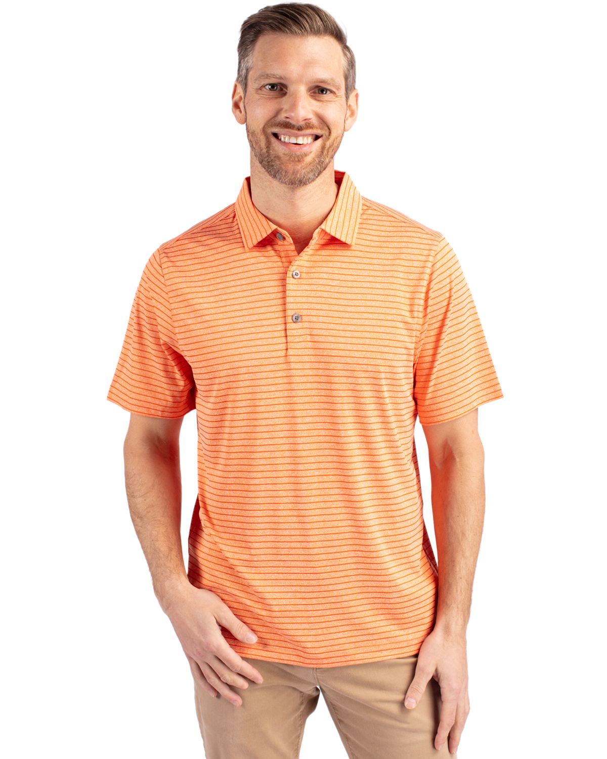 Cutter & Buck® Forge Eco Heather Stripe Stretch Recycled Mens Polo