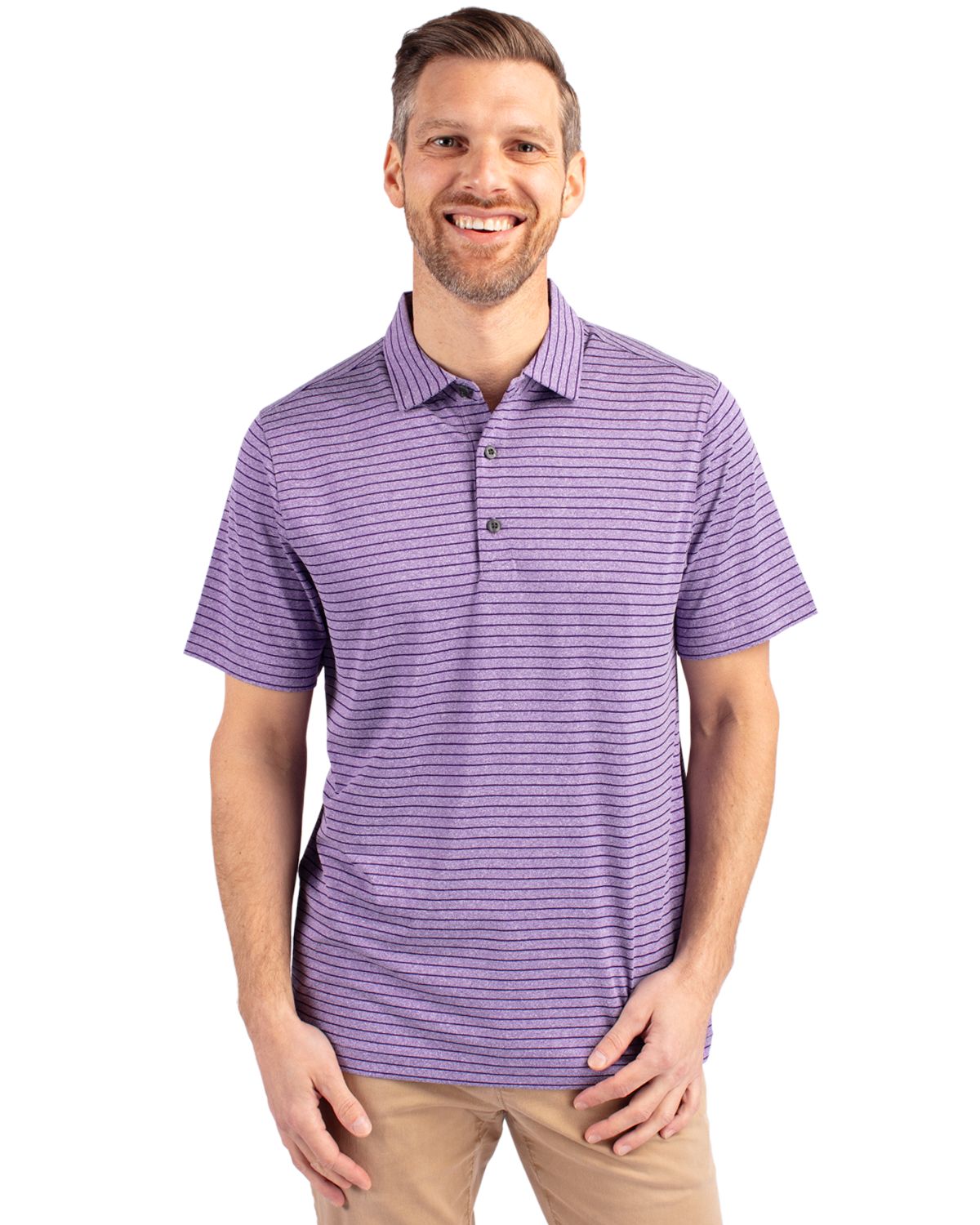 Cutter & Buck® Forge Eco Heather Stripe Stretch Recycled Mens Polo