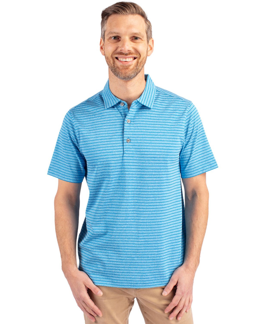Cutter & Buck® Forge Eco Heather Stripe Stretch Recycled Mens Polo