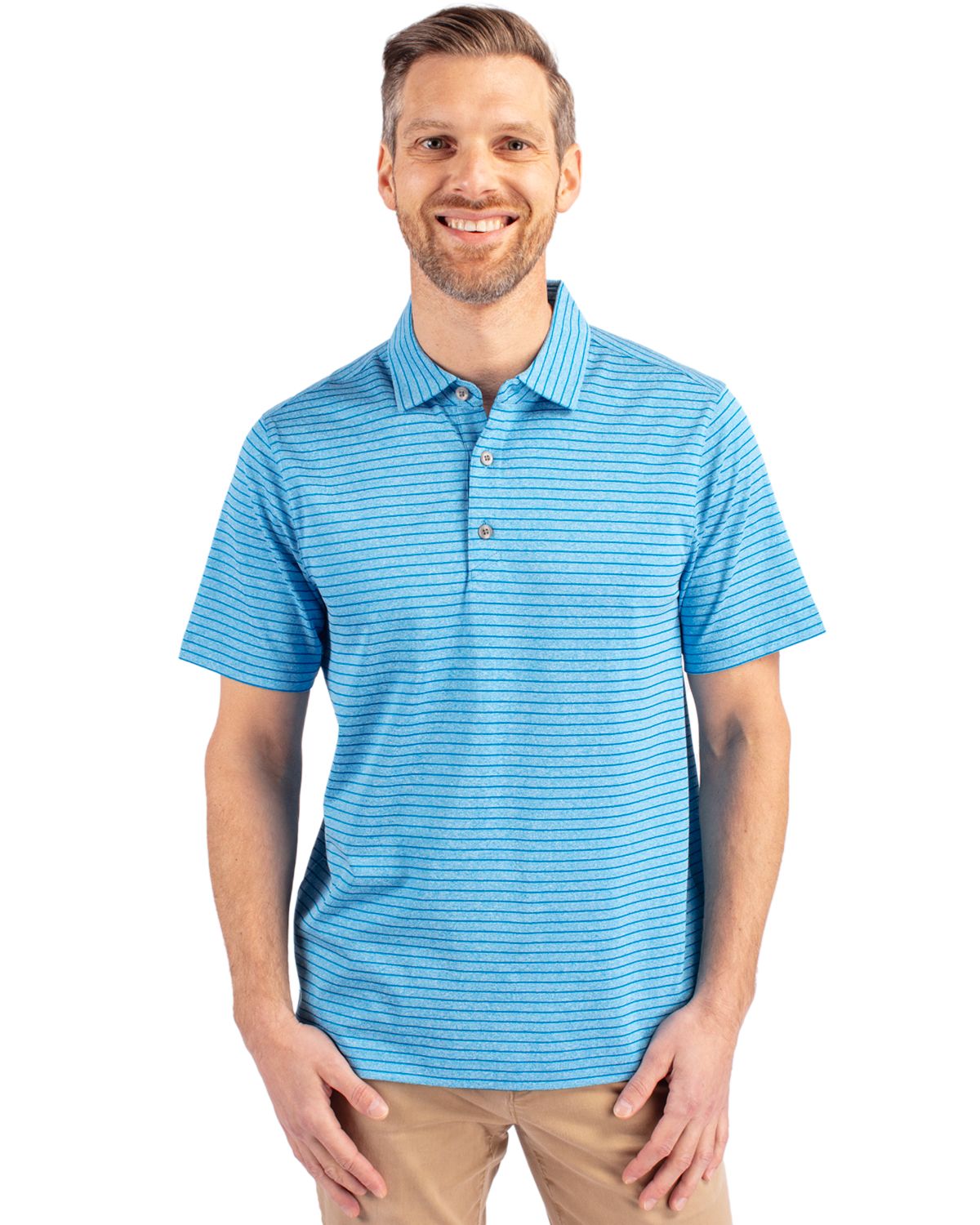 Cutter & Buck® Forge Eco Heather Stripe Stretch Recycled Mens Polo