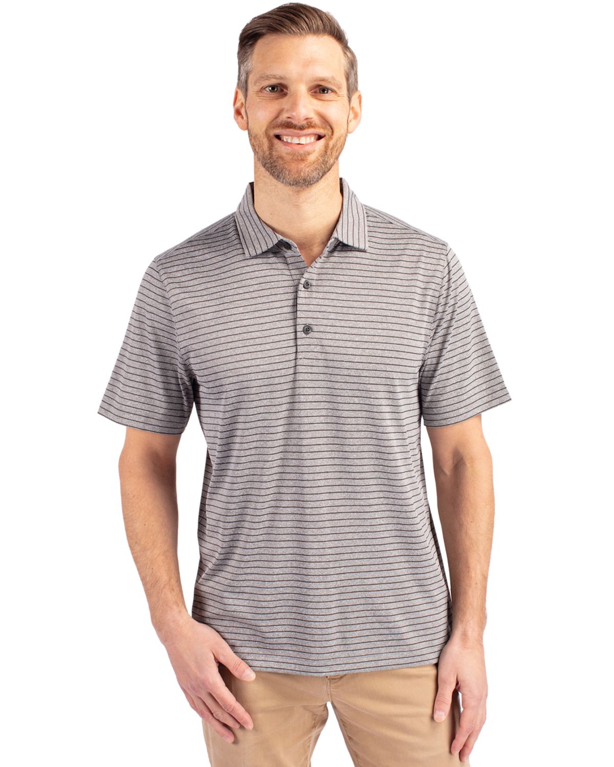 Cutter & Buck® Forge Eco Heather Stripe Stretch Recycled Mens Polo