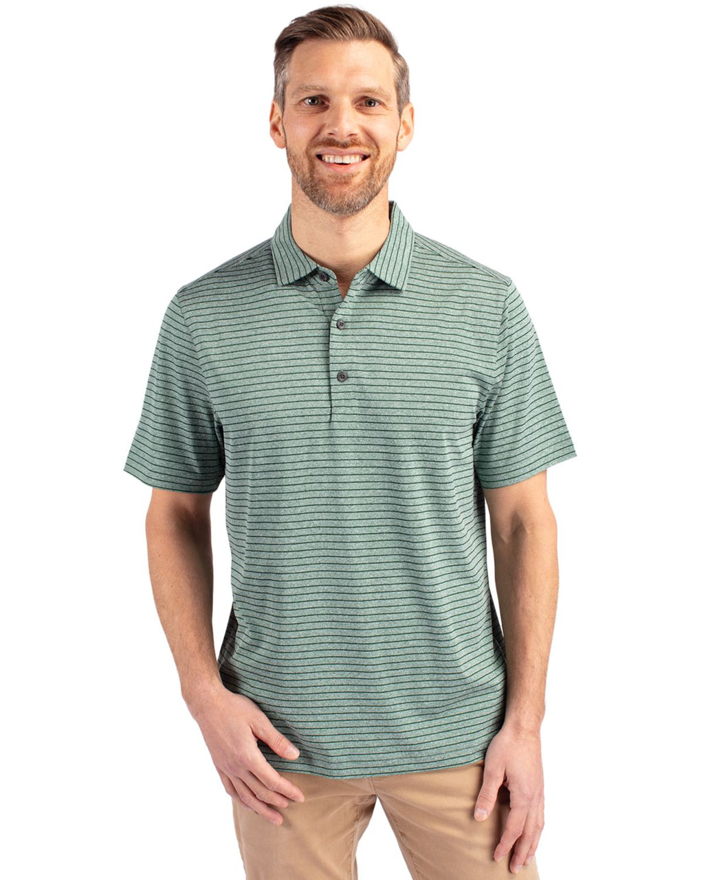 Cutter & Buck® Forge Eco Heather Stripe Stretch Recycled Mens Polo