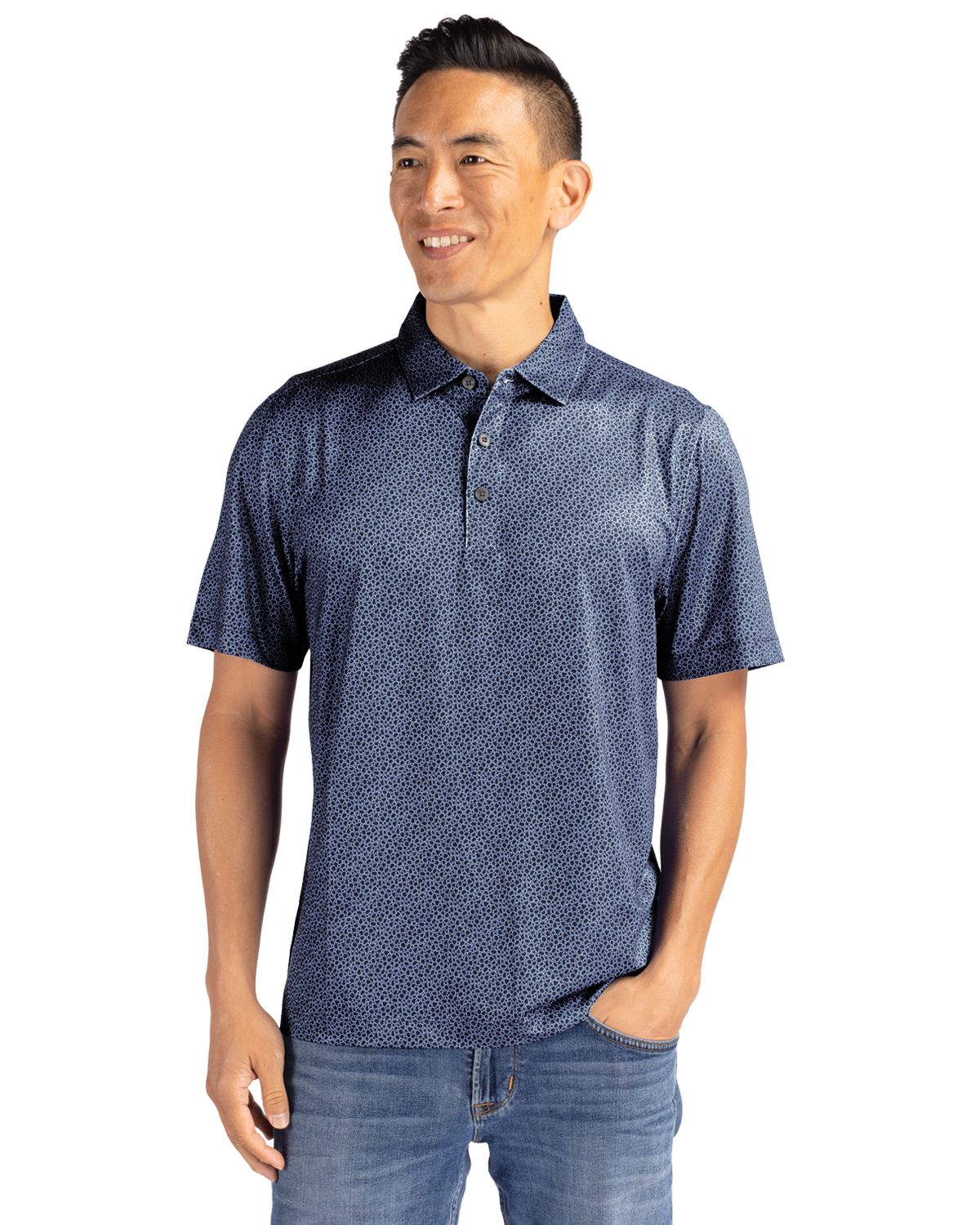 Cutter & Buck® Pike Eco Pebble Print Stretch Recycled Mens Polo
