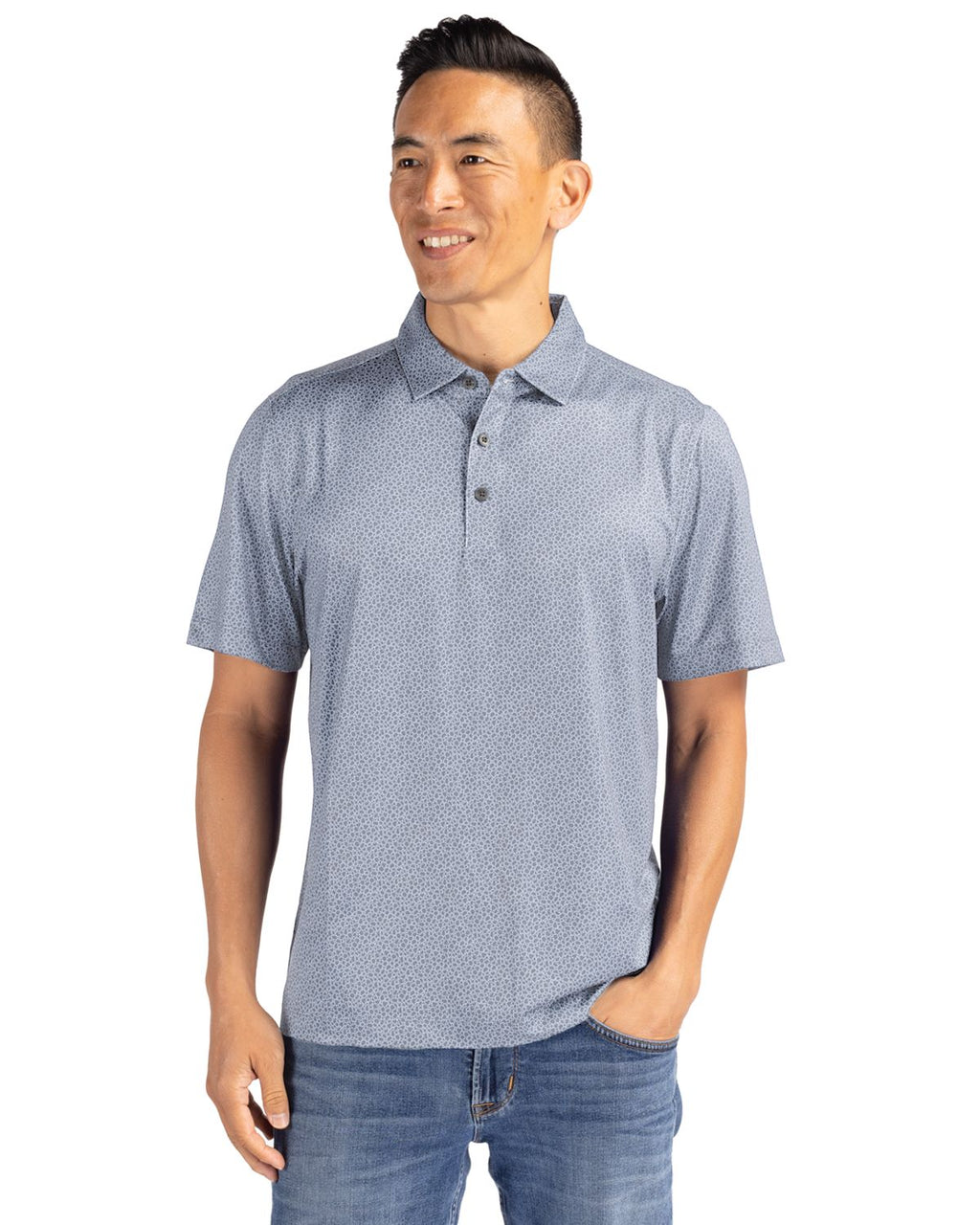 Cutter & Buck® Pike Eco Pebble Print Stretch Recycled Mens Polo