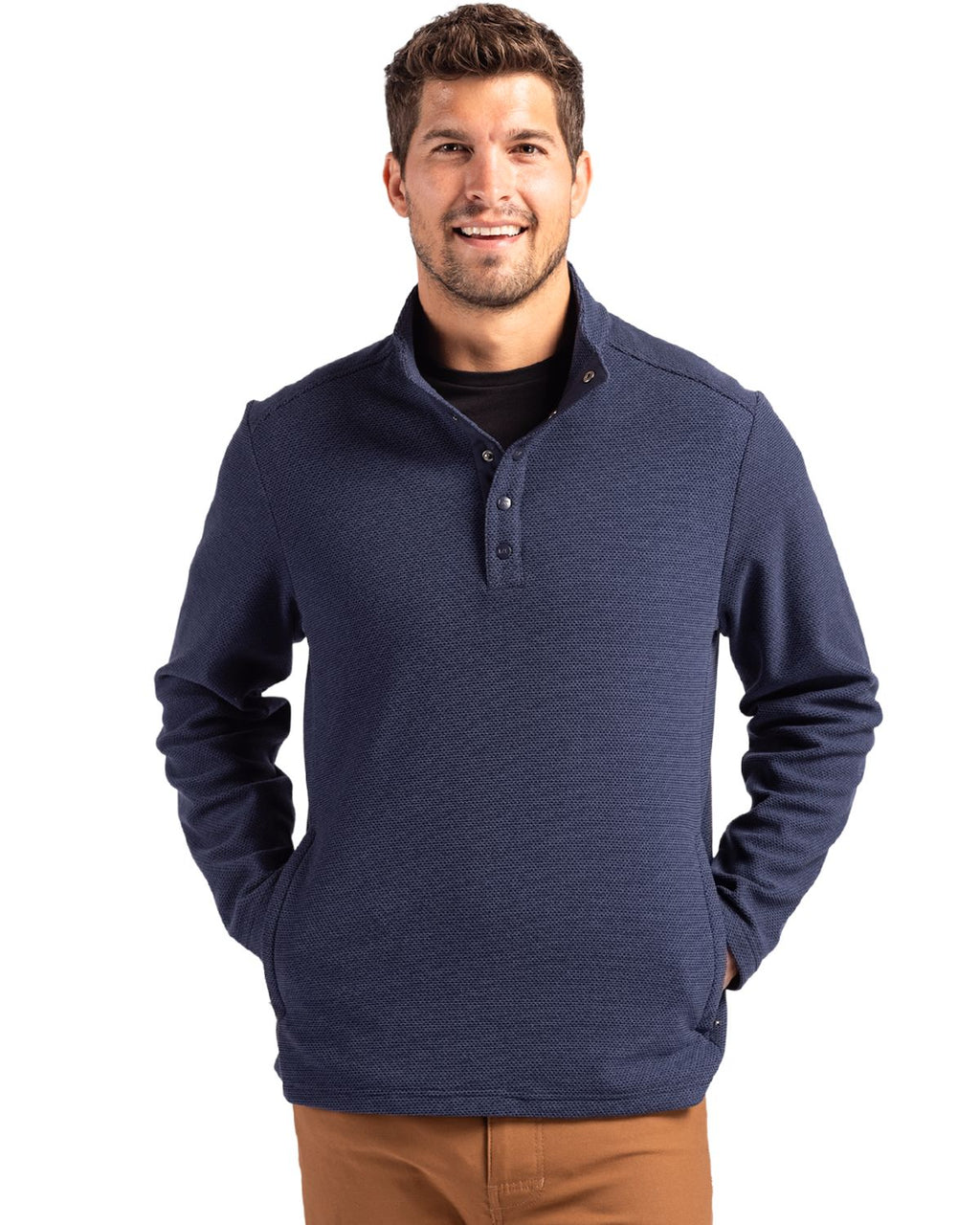 Cutter & Buck® Hunts Point Eco Textured Fleece Recycled Mens Snap Pull Over