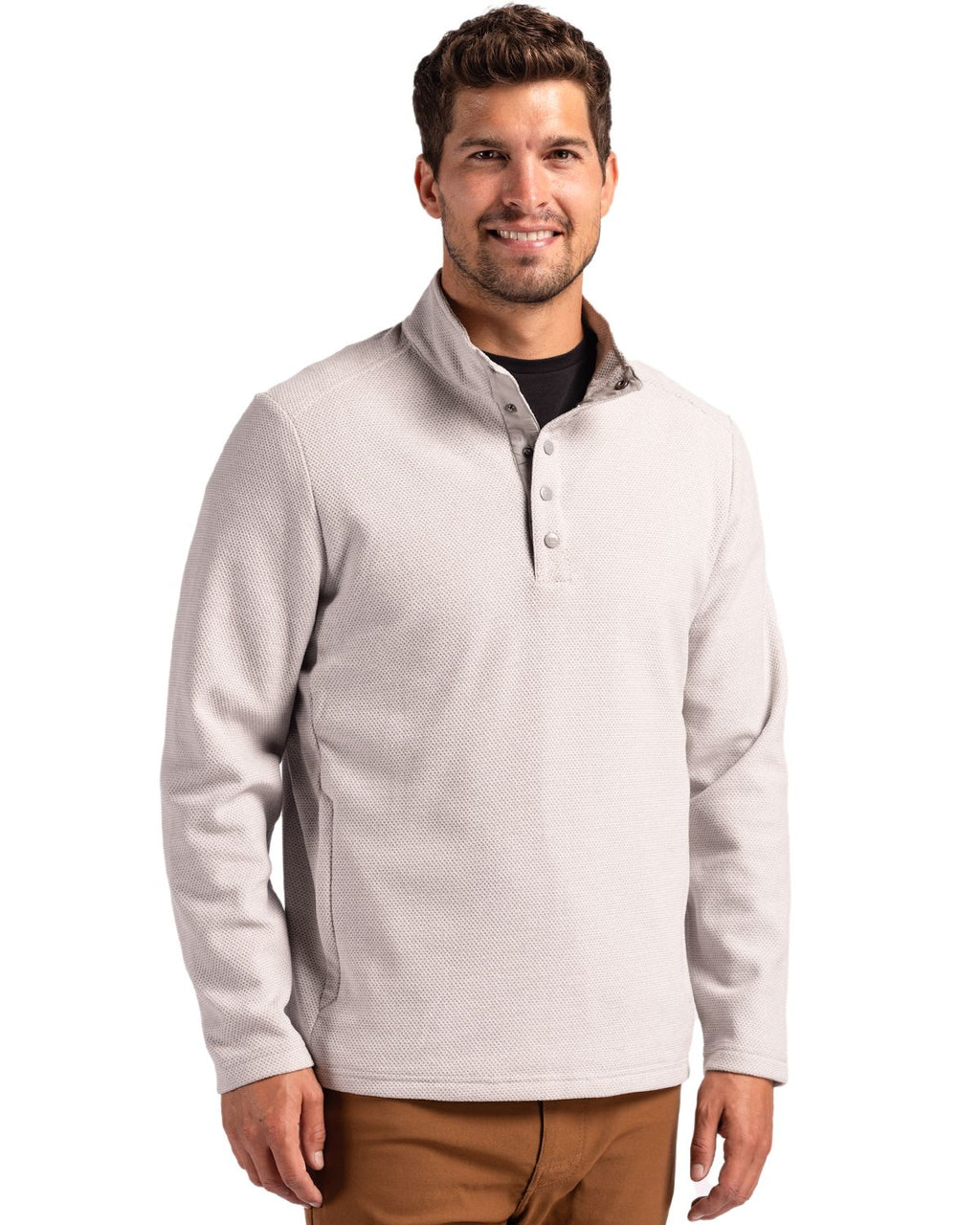 Cutter & Buck® Hunts Point Eco Textured Fleece Recycled Mens Snap Pull Over