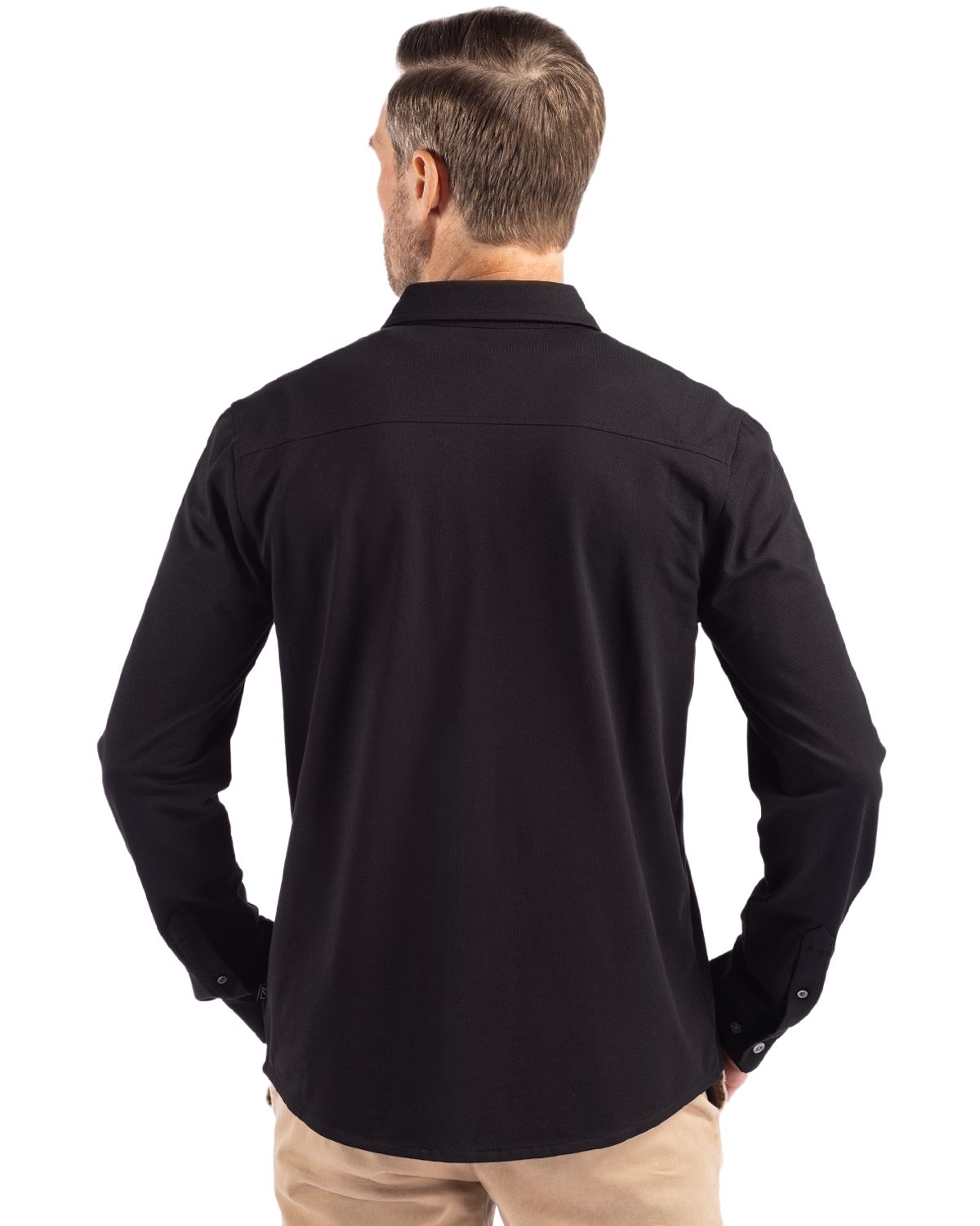Cutter & Buck® Advantage Tri-Blend Eco Soft Pique Long Sleeve Knitted Mens Button Up