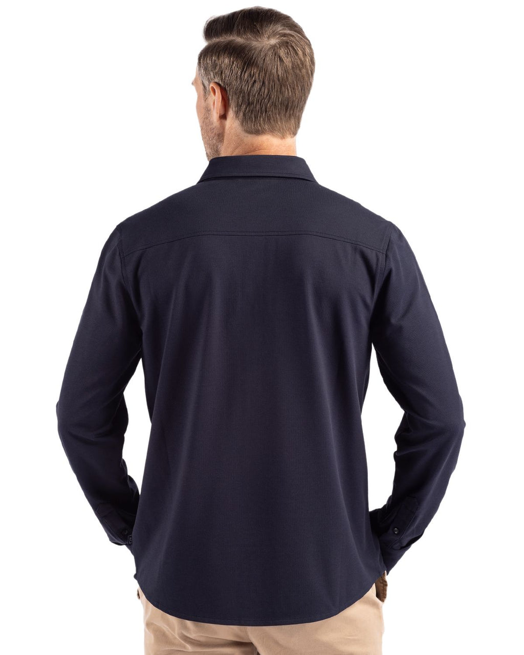 Cutter & Buck® Advantage Tri-Blend Eco Soft Pique Long Sleeve Knitted Mens Button Up
