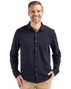 Cutter & Buck® Advantage Tri-Blend Eco Soft Pique Long Sleeve Knitted Mens Button Up