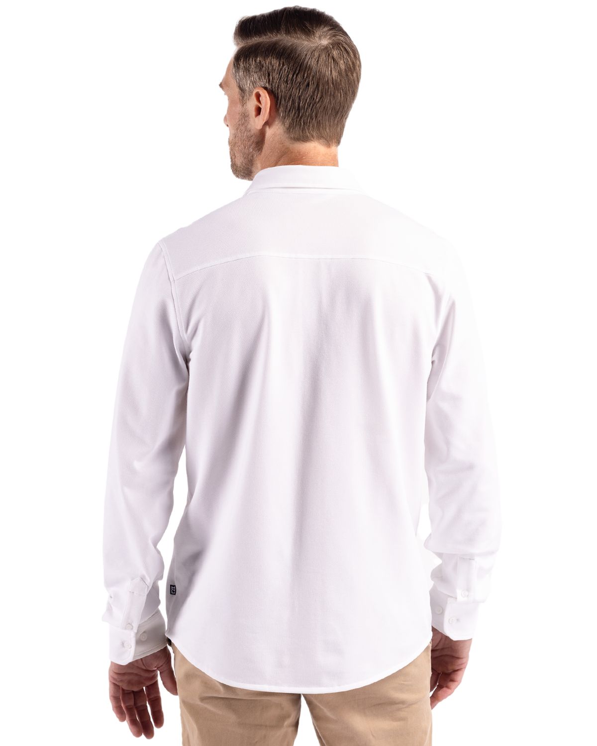Cutter & Buck® Advantage Tri-Blend Eco Soft Pique Long Sleeve Knitted Mens Button Up