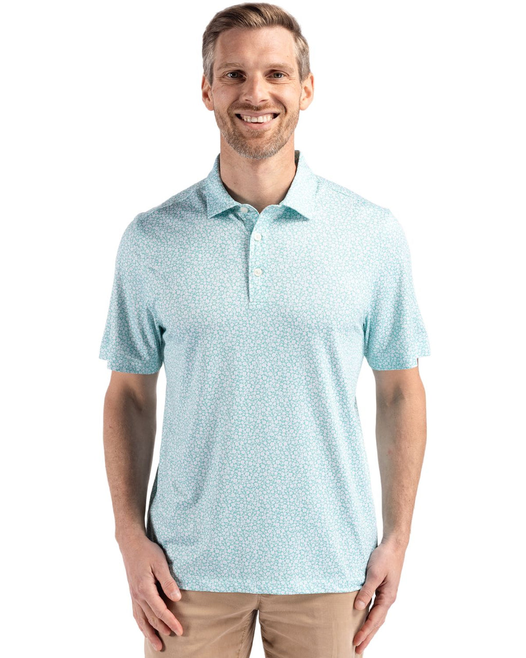 Cutter & Buck® Pike Eco Flora Print Recycled Mens Polo