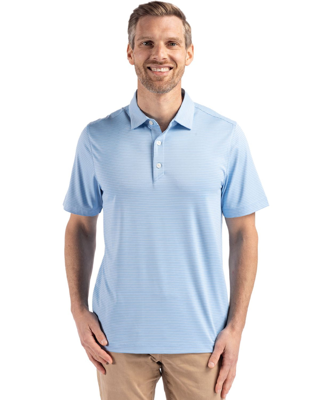 Cutter & Buck® Forge Epic Confidence Fine Line Stripe Stretch Recycled Mens Polo