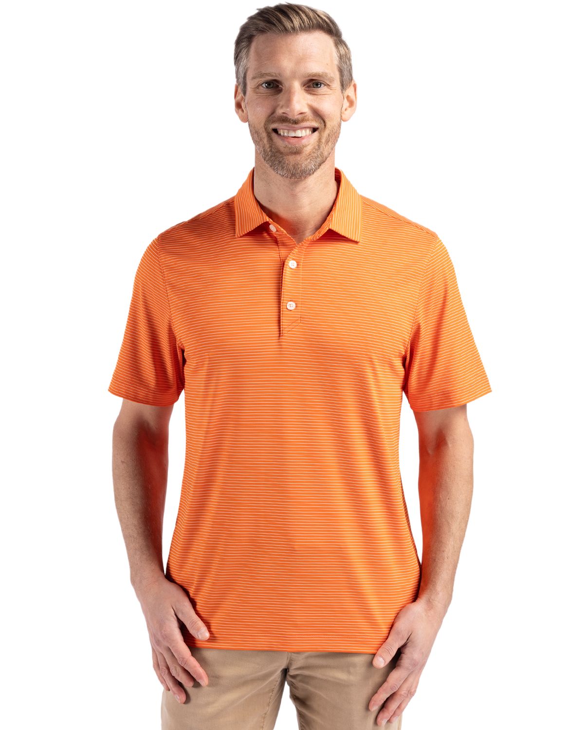 Cutter & Buck® Forge Epic Confidence Fine Line Stripe Stretch Recycled Mens Polo