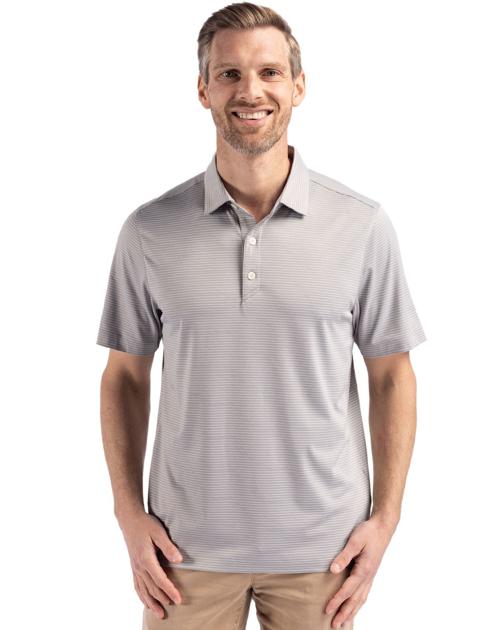 Cutter & Buck® Forge Epic Confidence Fine Line Stripe Stretch Recycled Mens Polo