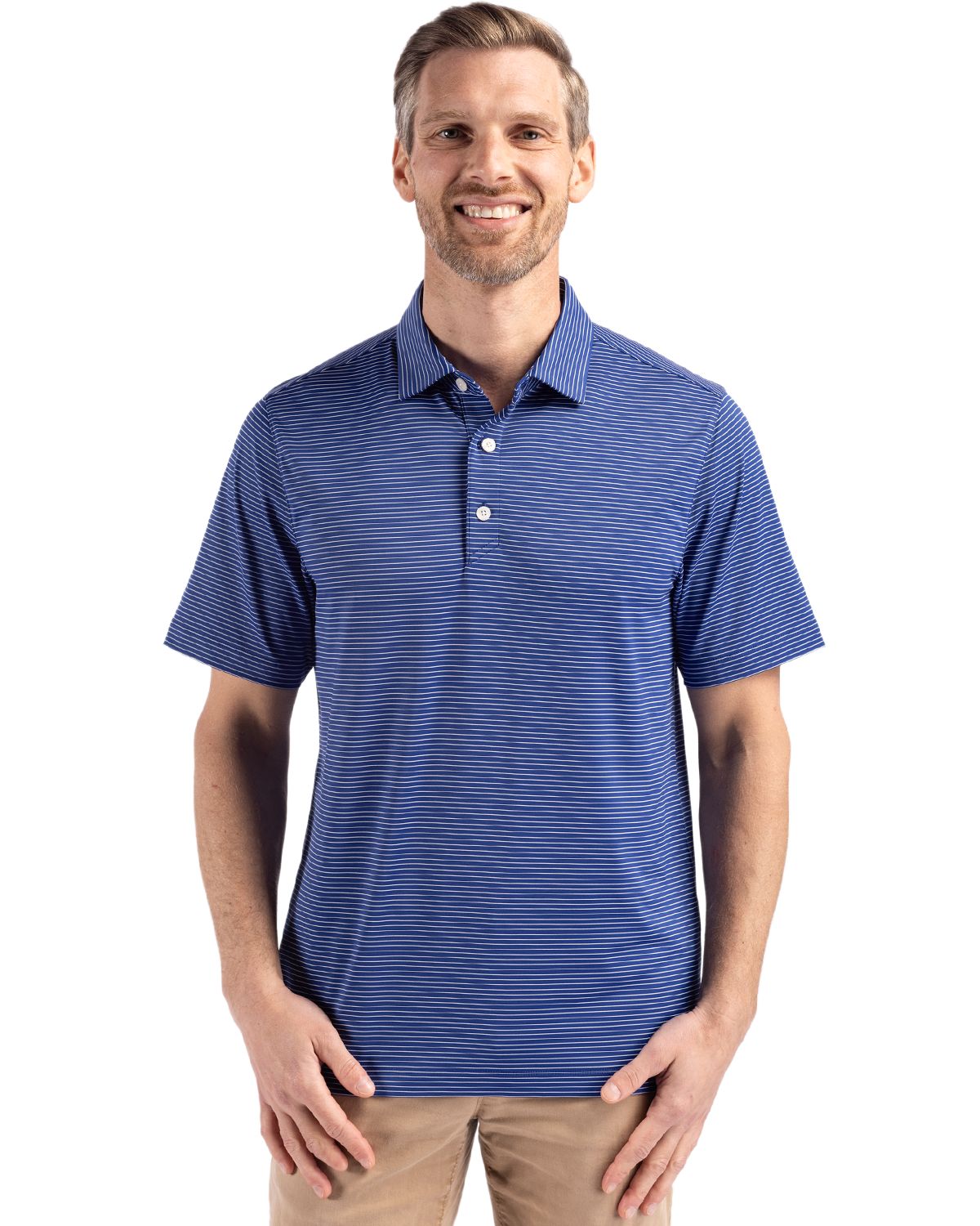 Cutter & Buck® Forge Epic Confidence Fine Line Stripe Stretch Recycled Mens Polo