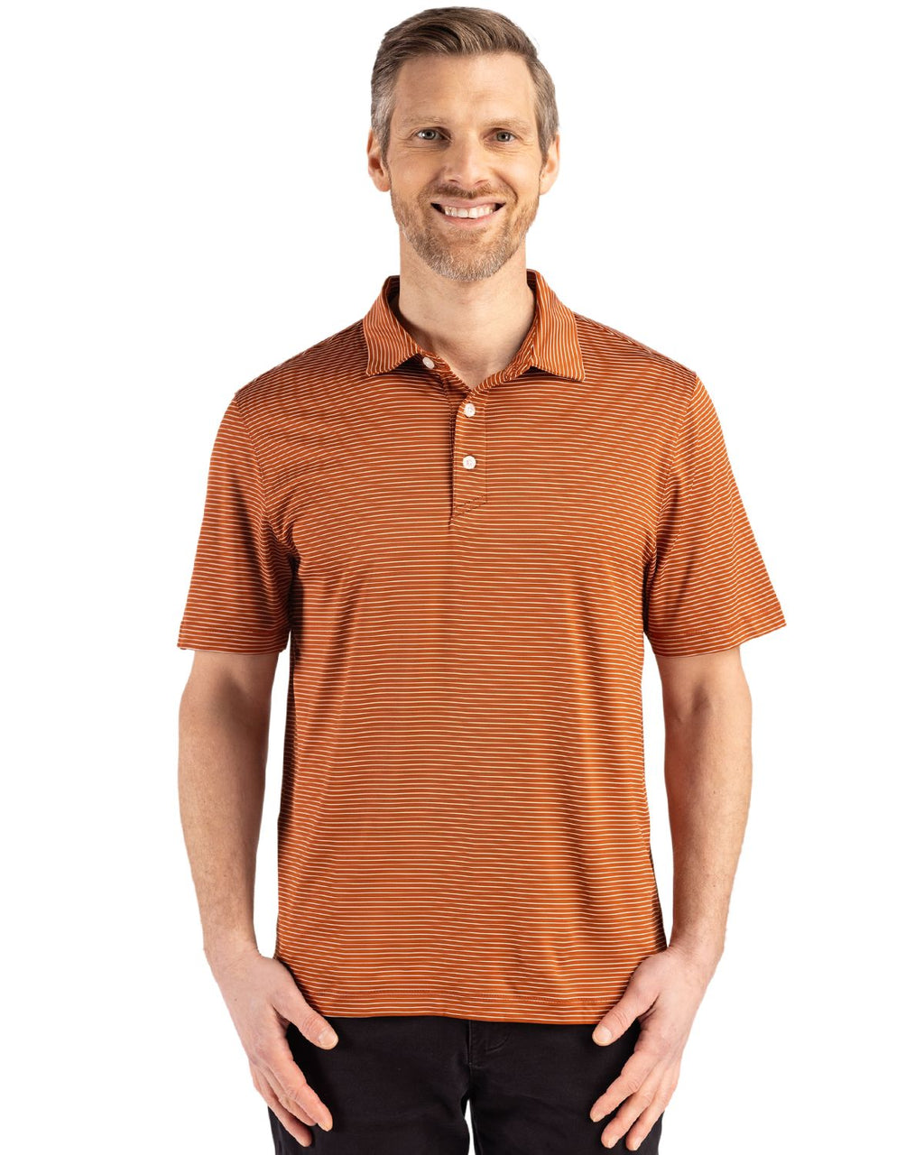 Cutter & Buck® Forge Epic Confidence Fine Line Stripe Stretch Recycled Mens Polo