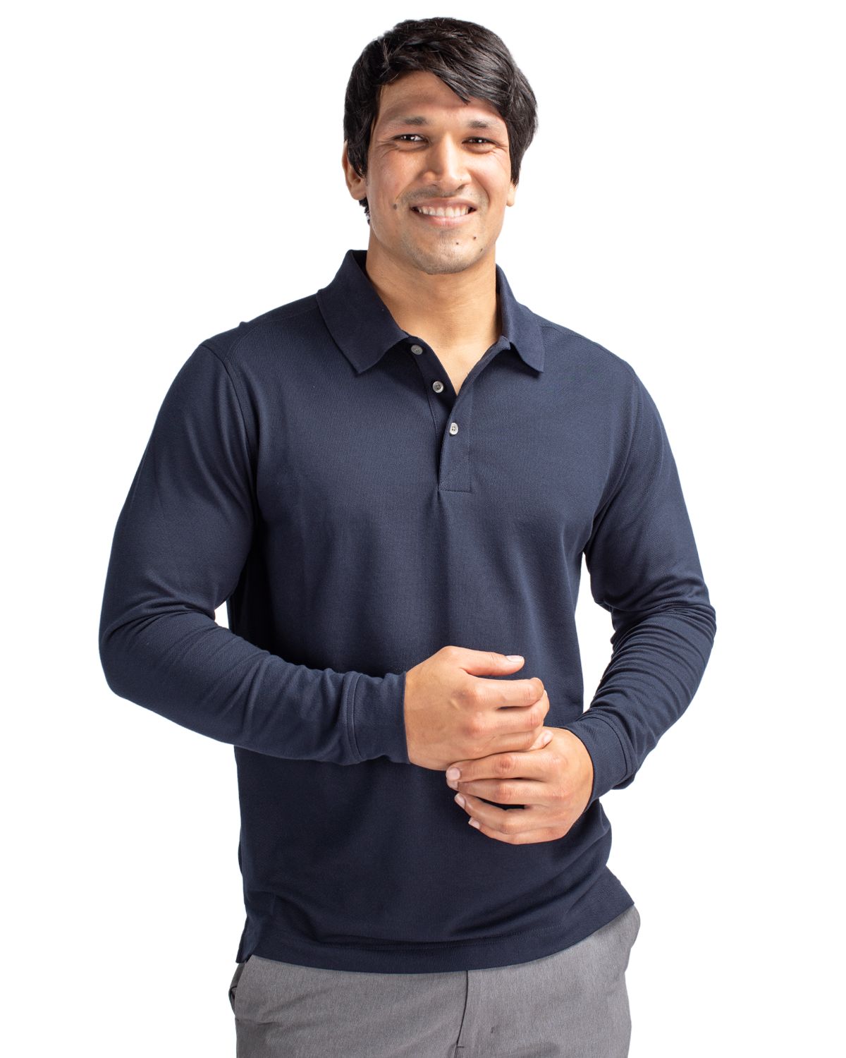 Cutter & Buck® Advantage Eco Tri-Blend Pique Mens Big and Tall Long Sleeve Polo