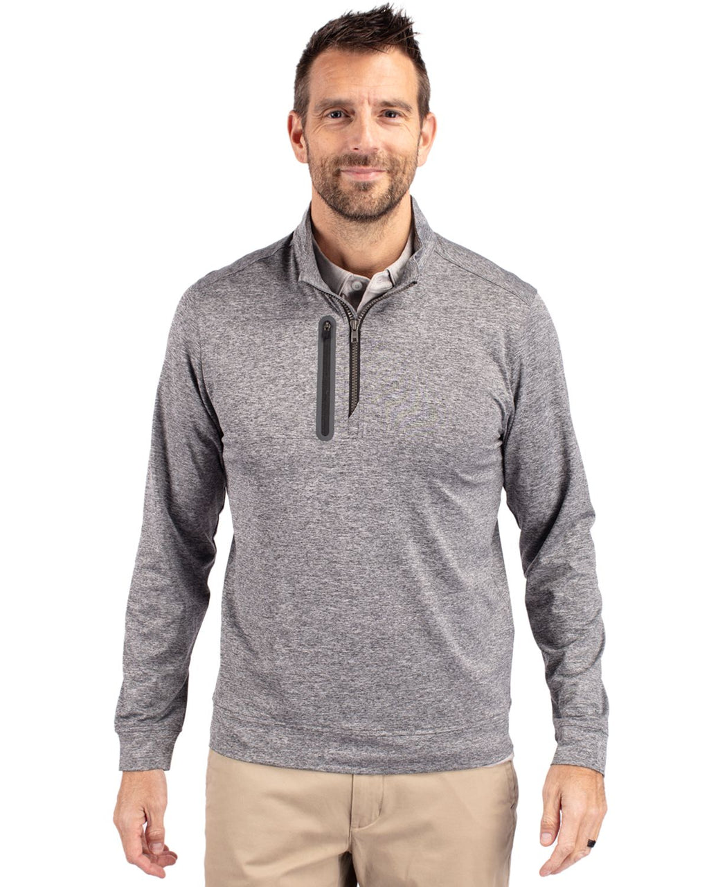 Cutter & Buck® Stealth Heathered Quarter Zip Mens Pull Over