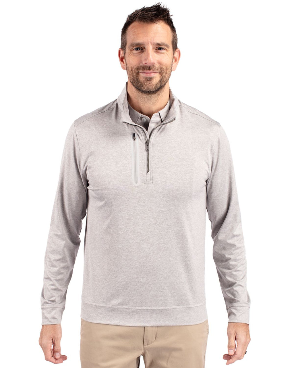Cutter & Buck® Stealth Heathered Quarter Zip Mens Pull Over