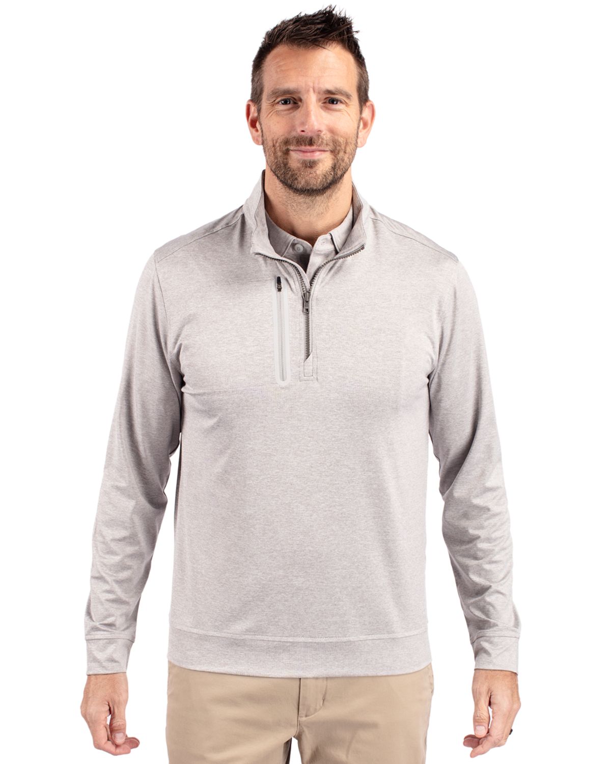 Cutter & Buck® Stealth Heathered Quarter Zip Mens Pull Over