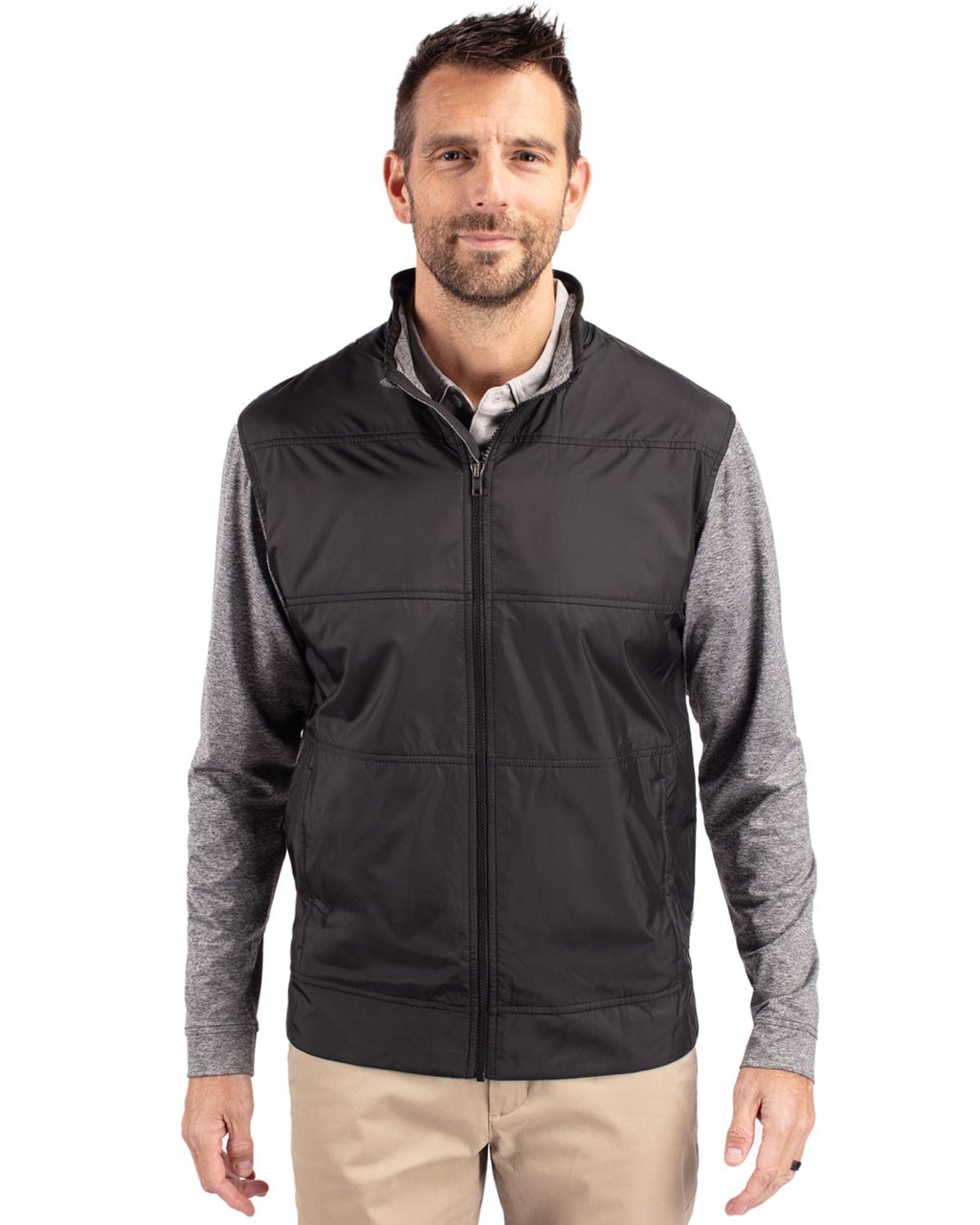 Cutter & Buck® Stealth Hybrid Quilted Mens Big and Tall Full Zip Windbreaker Jacket