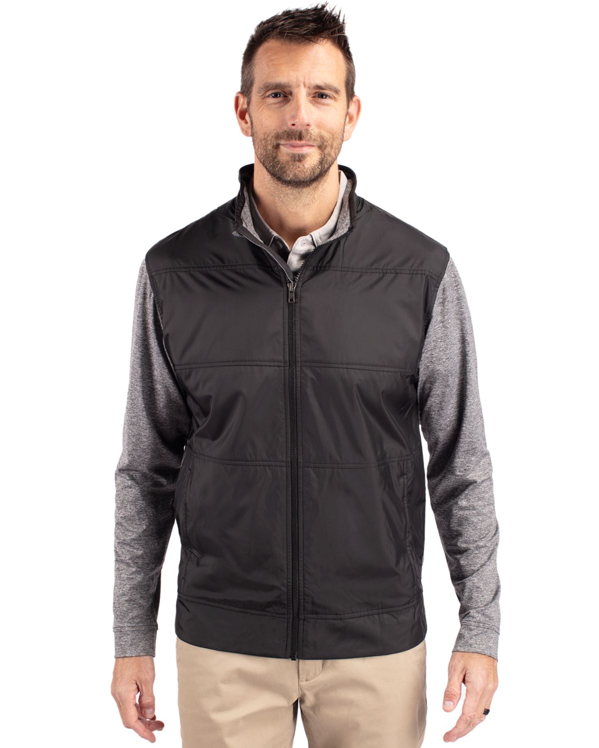 Cutter & Buck® Stealth Hybrid Quilted Mens Big and Tall Full Zip Windbreaker Jacket