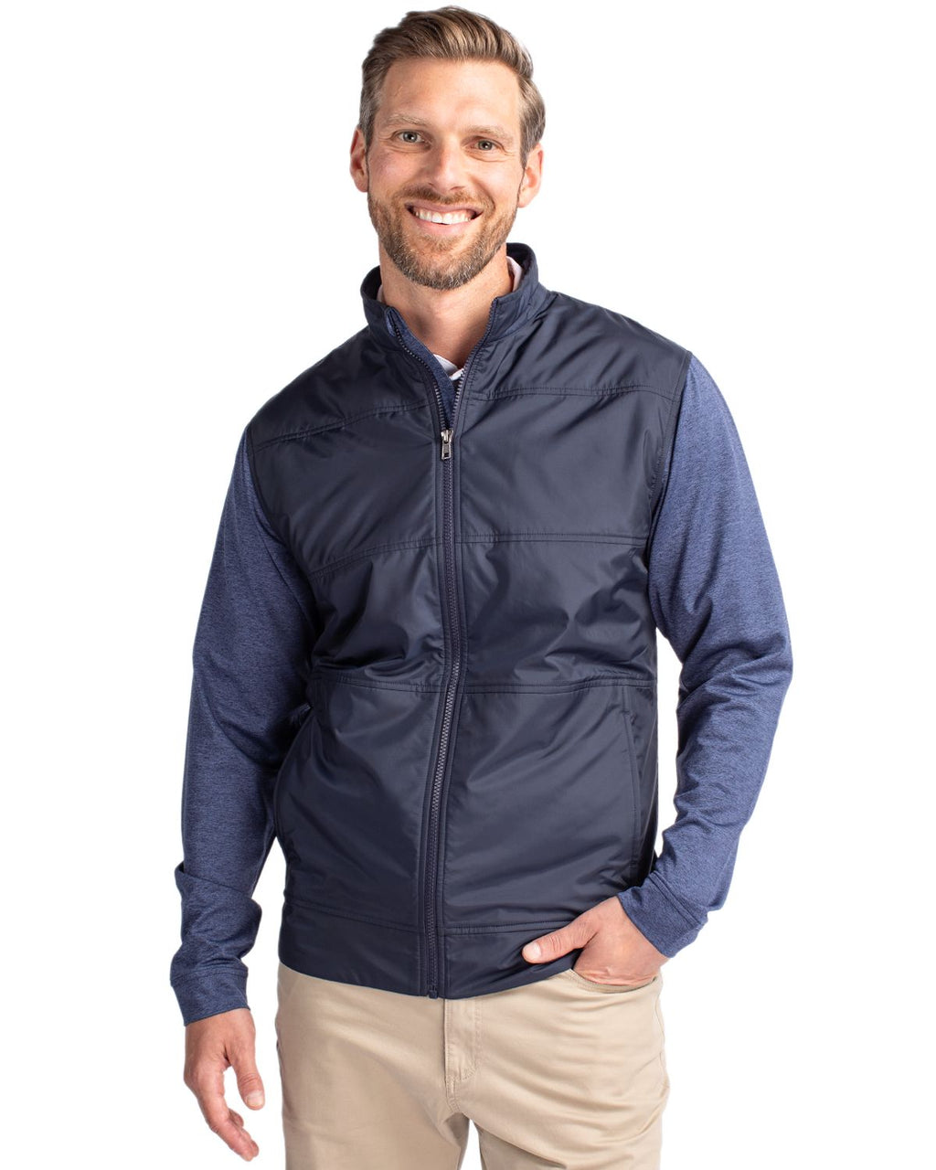 Cutter & Buck® Stealth Hybrid Quilted Mens Big and Tall Full Zip Windbreaker Jacket