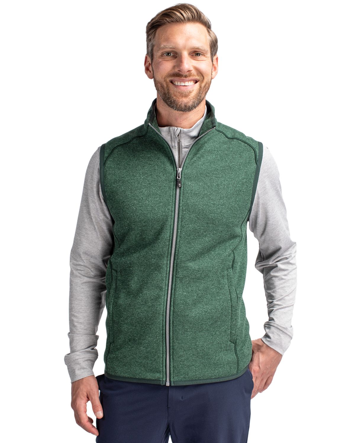 Cutter & Buck® Mainsail Sweater-Knit Mens Full Zip Vest
