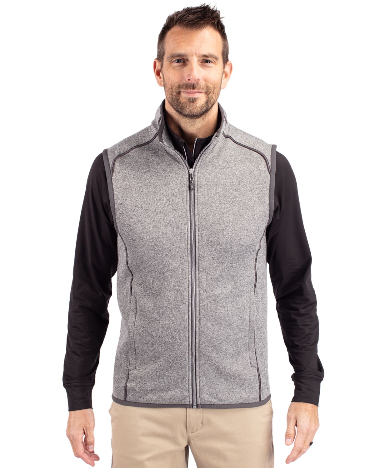 Cutter & Buck® Mainsail Sweater-Knit Mens Big and Tall Full Zip Vest
