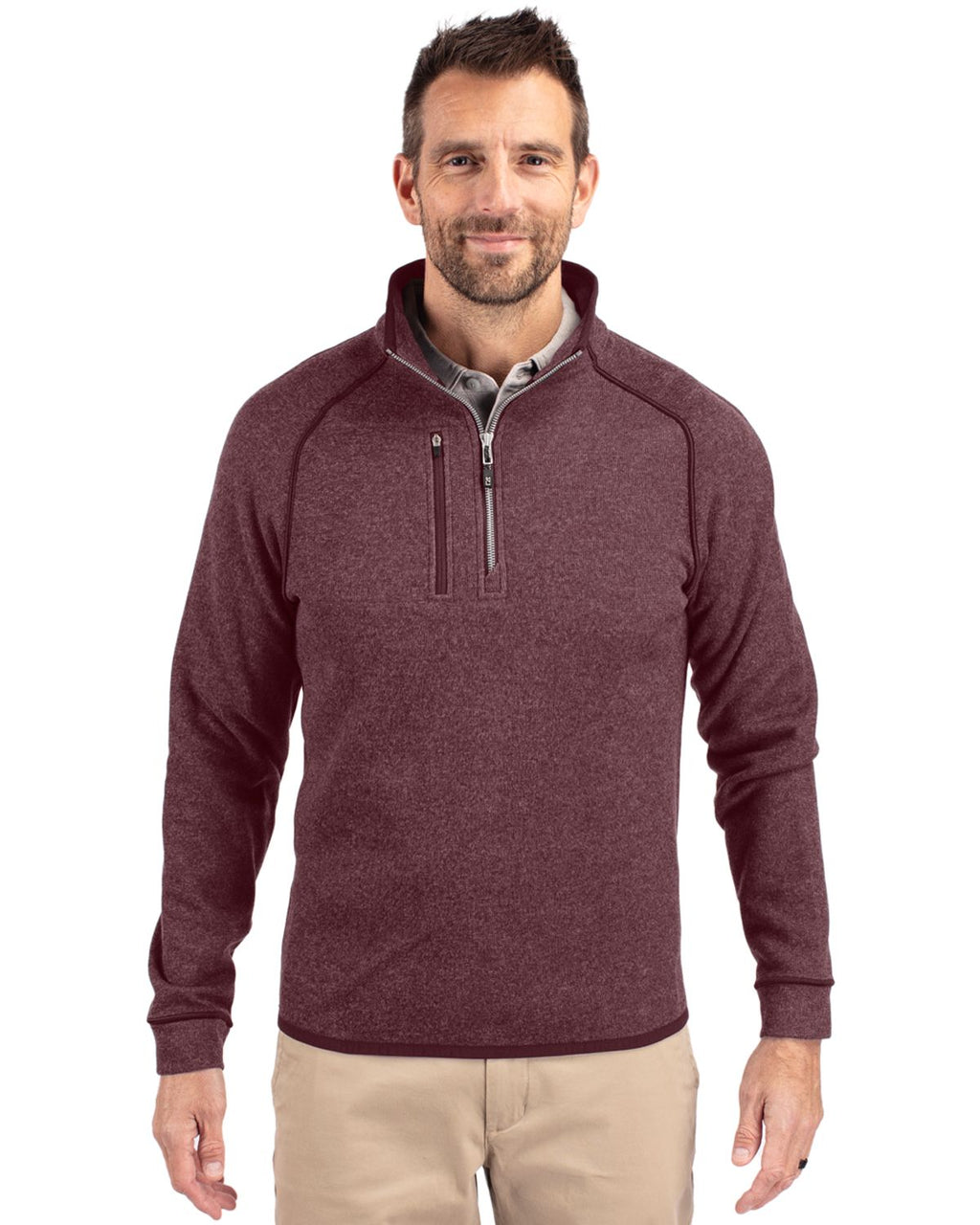 Cutter & Buck® Mainsail Sweater-Knit Mens Half Zip Pull Over Jacket