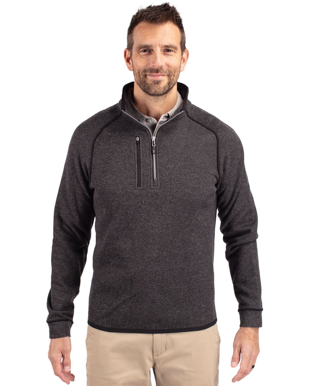 Cutter & Buck® Mainsail Sweater-Knit Mens Half Zip Pull Over Jacket