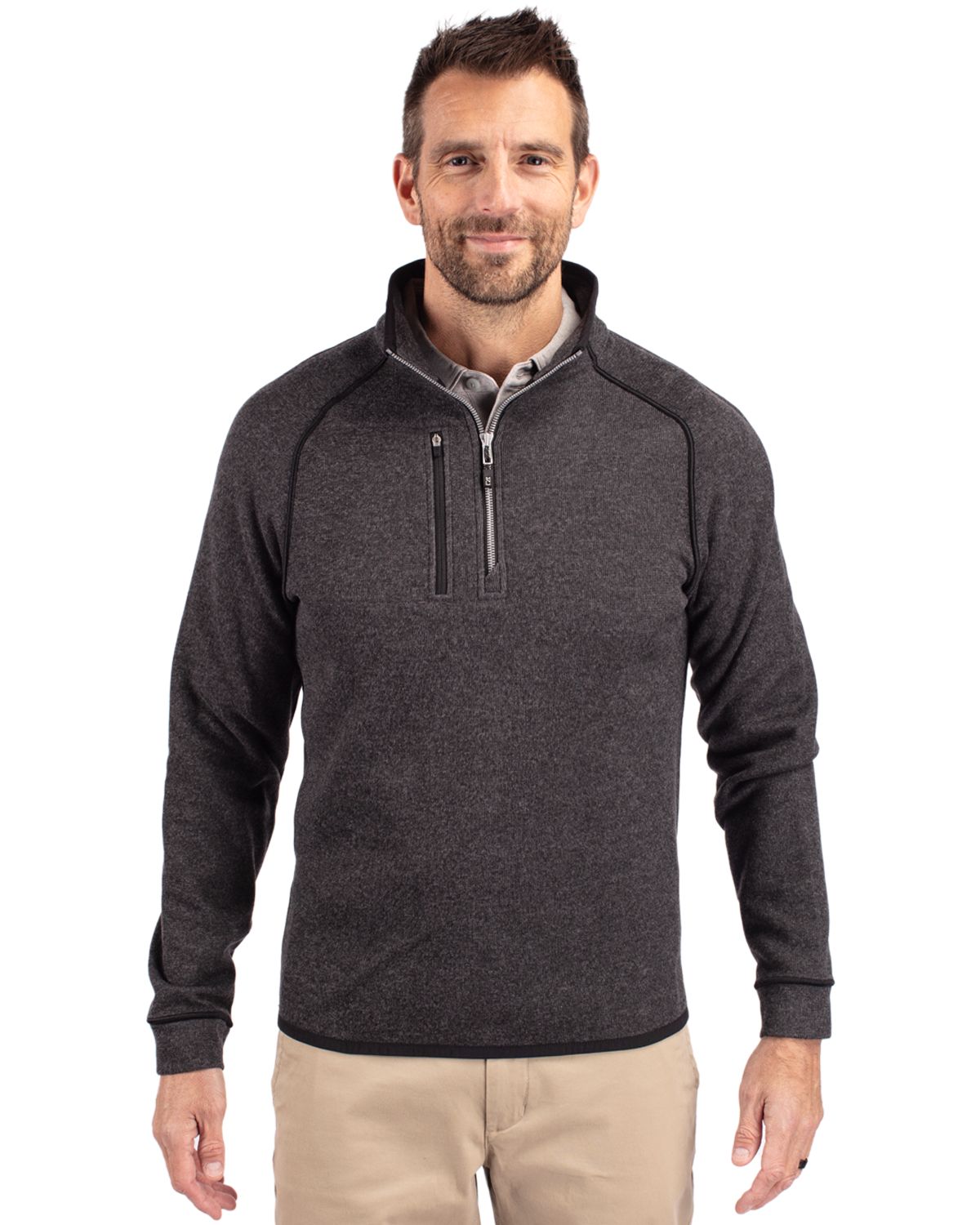 Cutter & Buck® Mainsail Sweater-Knit Mens Big and Tall Half Zip Pull Over Jacket