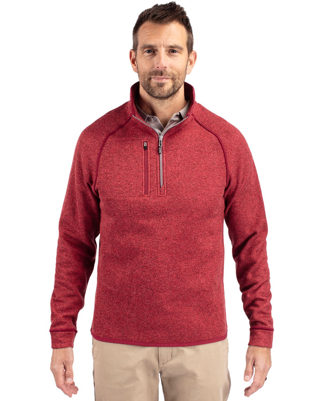 Cutter & Buck® Mainsail Sweater-Knit Mens Half Zip Pull Over Jacket
